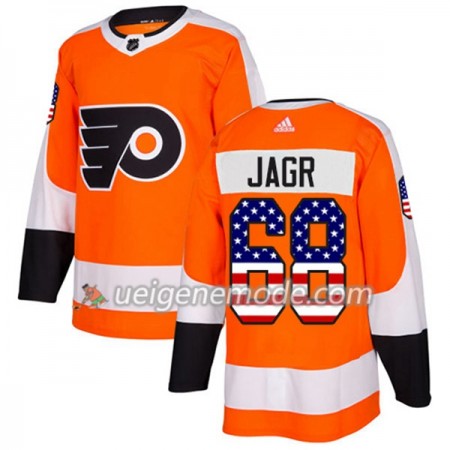 Herren Eishockey Philadelphia Flyers Trikot Jaromir Jagr 68 Adidas 2017-2018 Orange USA Flag Fashion Authentic